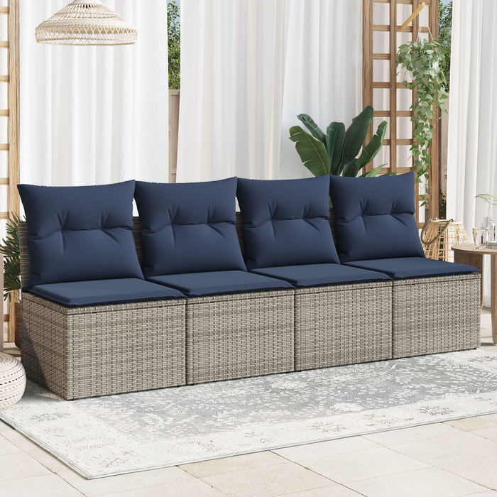 | Canapea de grădină | cu pernă Gri 227 x 62 x 69 cm poliratan WALTI