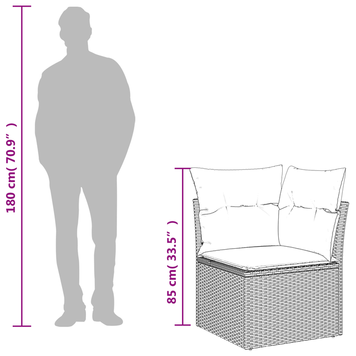 | Canapea de grădină | cu pernă Gri 62 x 62 x 69 cm Rattan poli WALTI