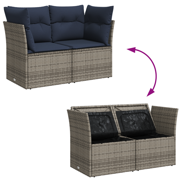 | Canapea de grădină | cu pernă Gri 124 x 62 x 69 cm Rattan poli WALTI