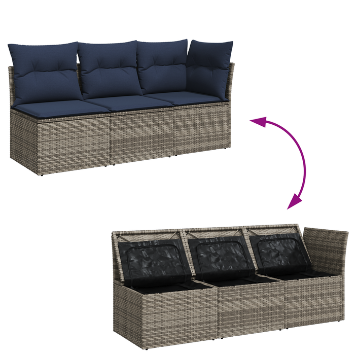 | Canapea de grădină | cu pernă Gri 172 x 62 x 69 cm Rattan poli WALTI