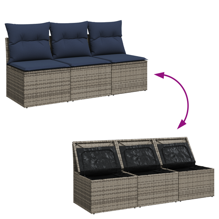 | Canapea de grădină | cu pernă Gri 165 x 62 x 69 cm Rattan poli WALTI