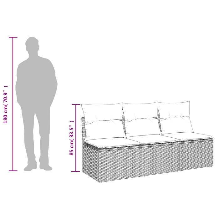 | Canapea de grădină | cu pernă Gri 165 x 62 x 69 cm Rattan poli WALTI