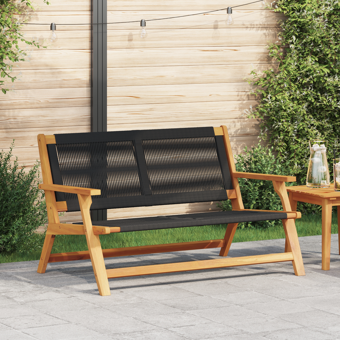 Bancă de grădină neagră 76x122x73 cm din lemn masiv de acacia - WALTI WALTI