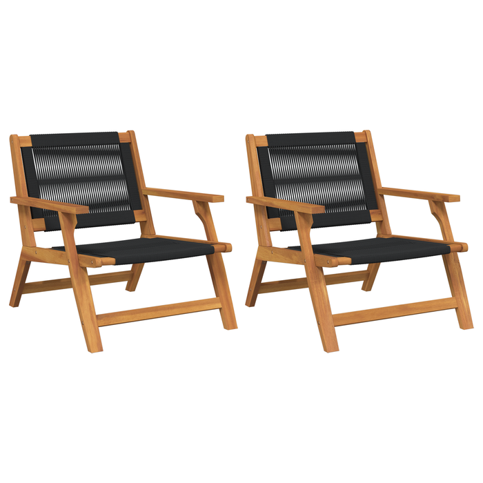 Scaune de grădină 2 buc Negru 67x77x73 cm Lemn masiv de acacia - WALTI WALTI