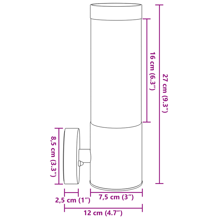 Lămpi de perete de exterior, 2 buc., argintiu, oțel inox. IP44 - WALTI WALTI