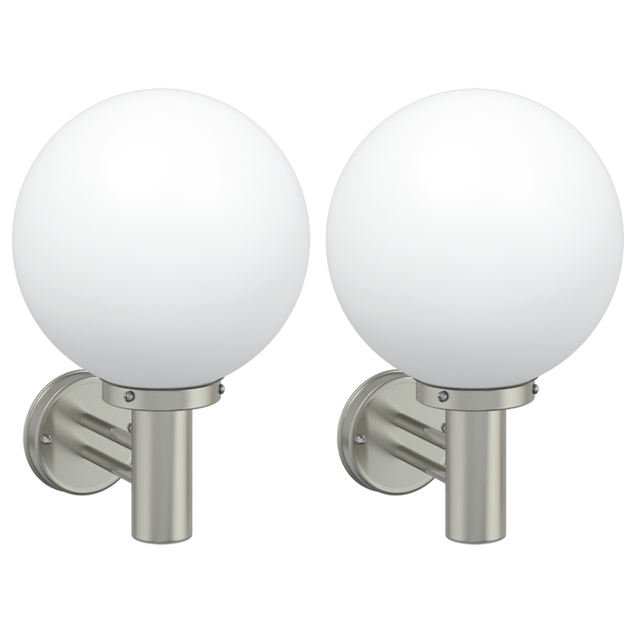Lampi de perete pentru exterior 2 buc Silver Inox IP44 - WALTI WALTI