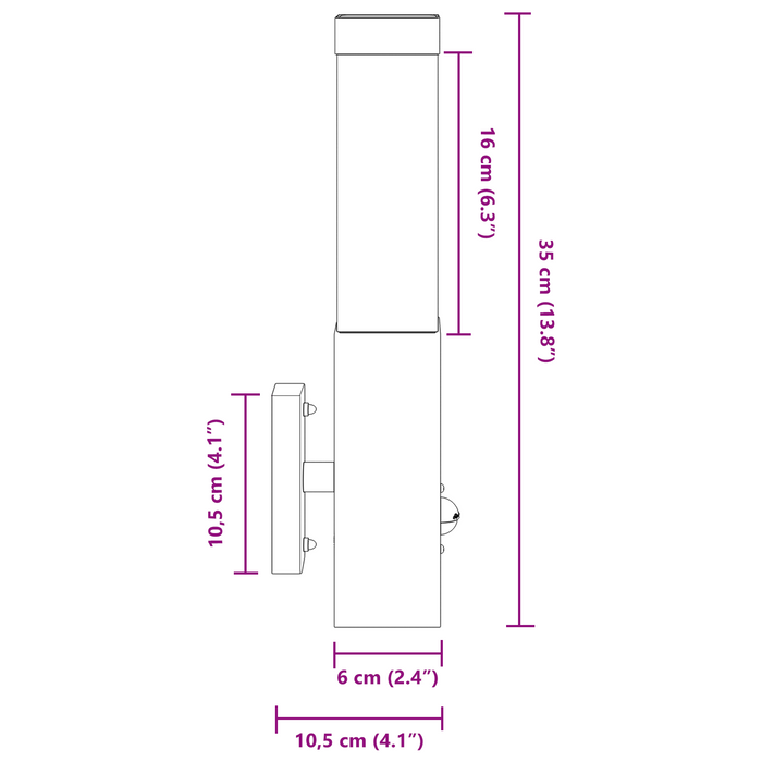 Lumini de Perete Exterioare cu Senzor 2 Piese Oțel Inoxidabil Negru IP44 - WALTI WALTI