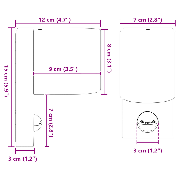 Luminile de perete exterioare cu senzor Negru Oțel Inoxidabil IP44 - WALTI WALTI