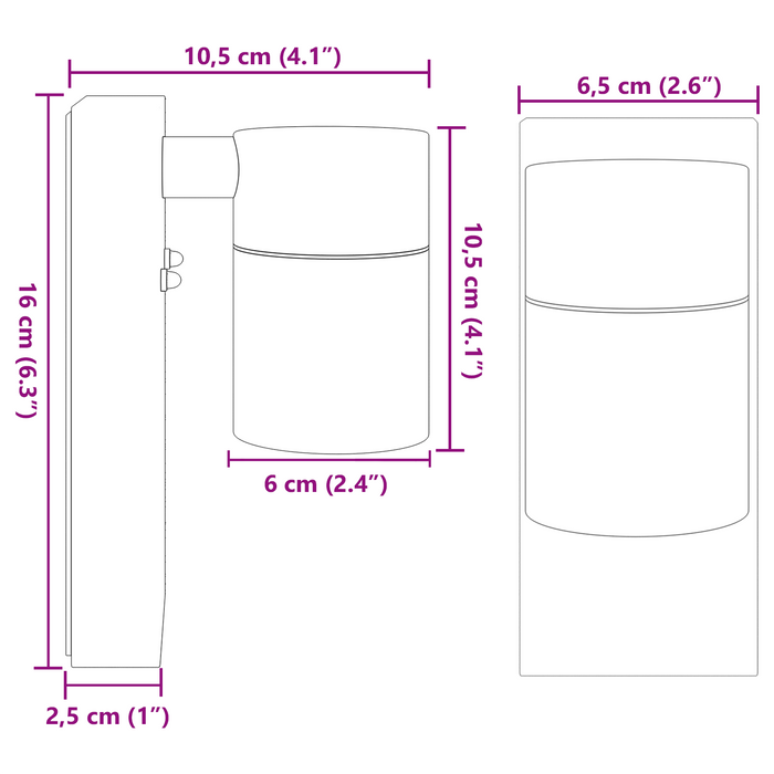 Lumini de perete externe 2 buc Silver Oțel inoxidabil IP44 - WALTI WALTI