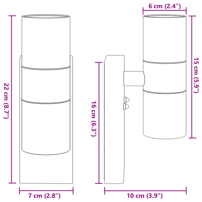 Lampa de perete Oțel inoxidabil Argintiu IP44 - WALTI WALTI