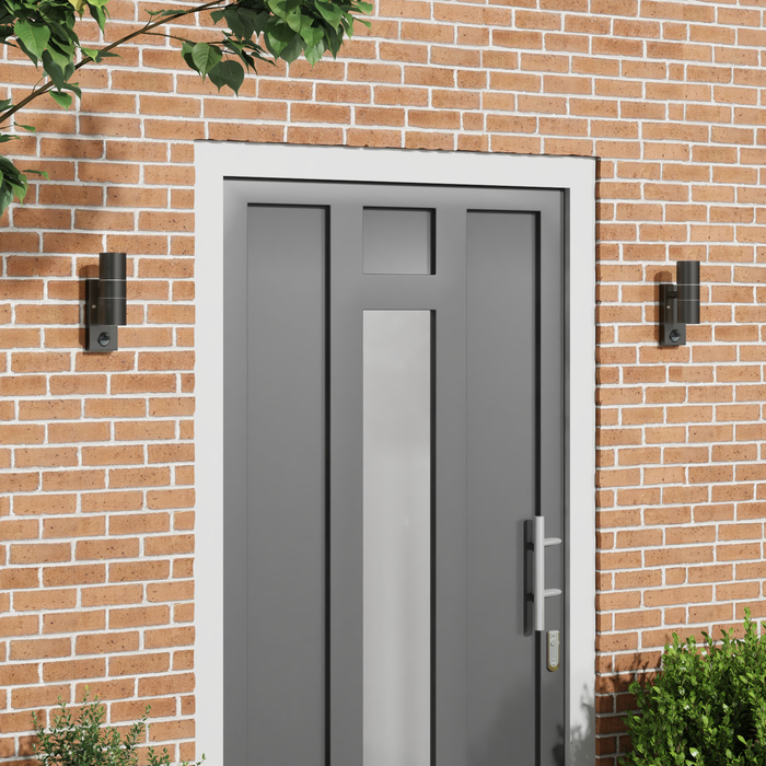 Aplice de perete exterioare cu senzor 2 buc Negru din Oțel Inoxidabil IP44 - WALTI WALTI