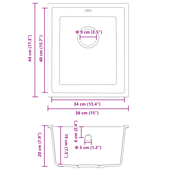 Chiuveta de bucătărie cu orificiu de supraaglomerare din granit alb - WALTI WALTI