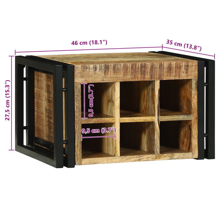 Stativ pentru vin 46x35x27.5 cm Lemn Solid de Mango Brut - WALTI WALTI