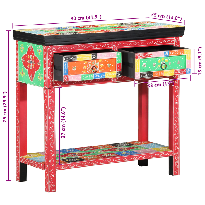 Masă consolă cu sertare, multicolor, lemn prelucrat - WALTI WALTI