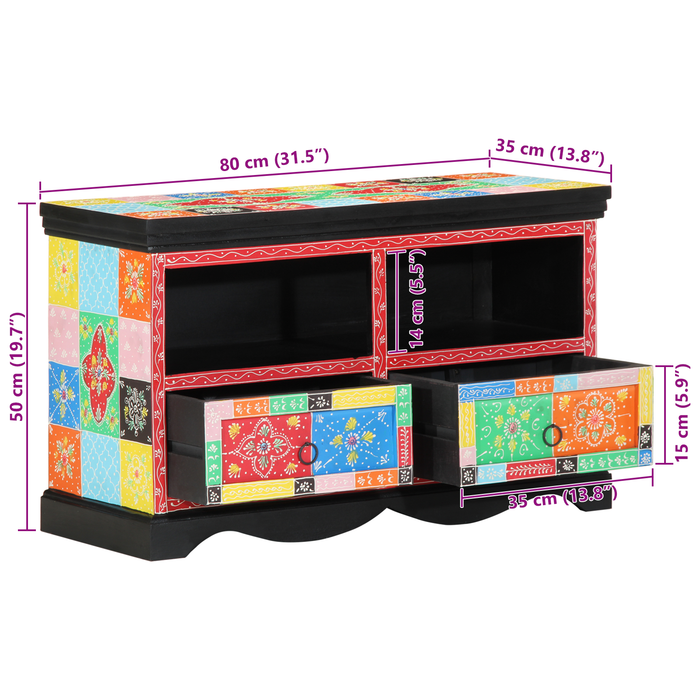 Dulap TV, multicolor, 80x35x50 cm, lemn masiv mango - WALTI WALTI