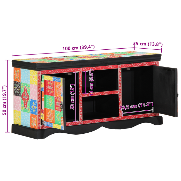Dulap TV Colorat 100x35x50 cm din Lemn Masiv de Mango - WALTI WALTI