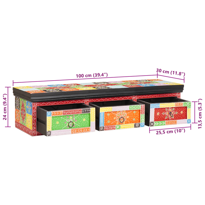 Cabinet TV montat pe perete 100x30x24 cm Lemn masiv Mango - WALTI WALTI