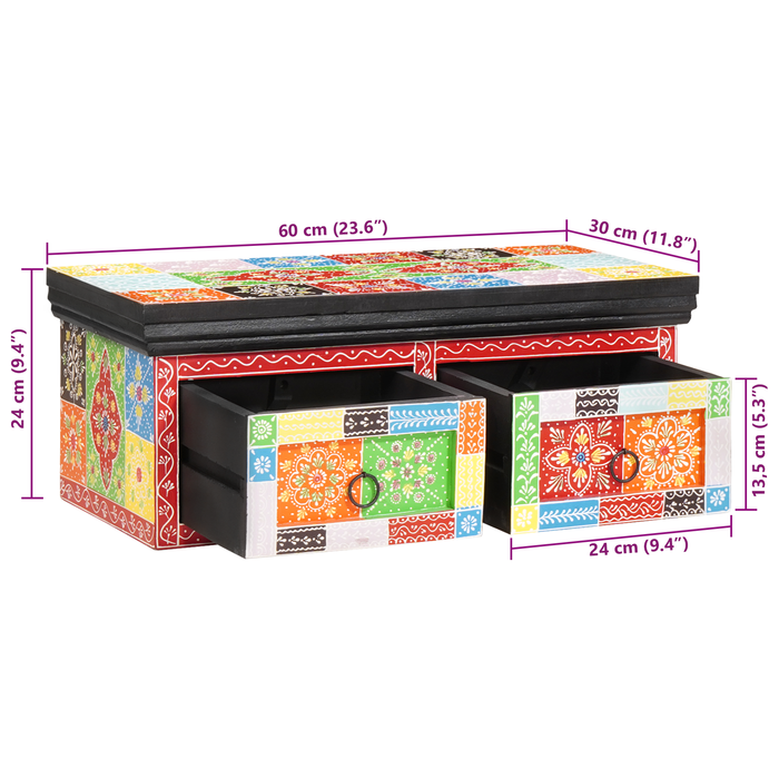 Cabinet TV montat pe perete 60x30x24 cm Lemn Masiv Mango Aspru - WALTI WALTI