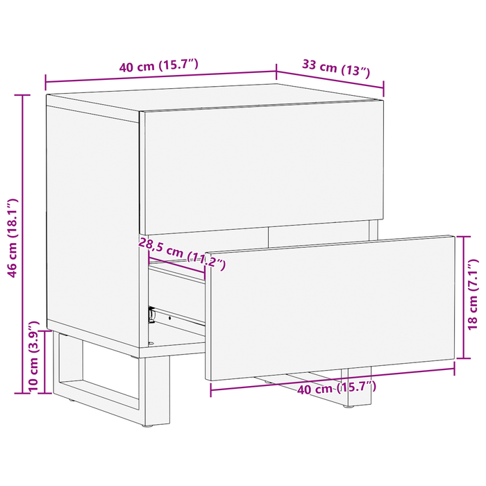 Cofere 2 buc 40x33.5x46 cm Lemn masiv de mango și lemn prelucrat - WALTI WALTI
