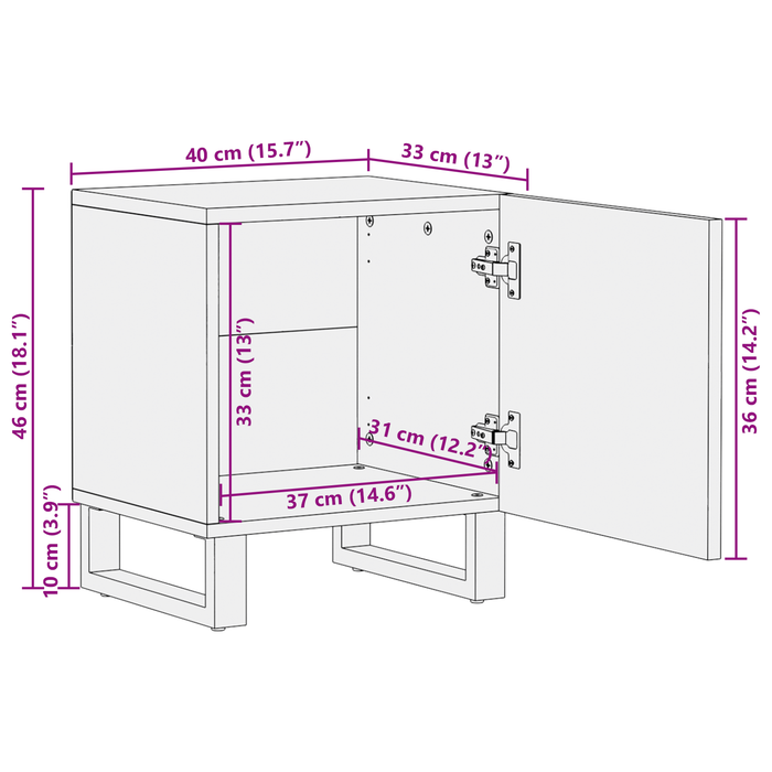 Cabinet de noptieră 40x33.5x46 cm Lemn masiv de nuc - WALTI WALTI