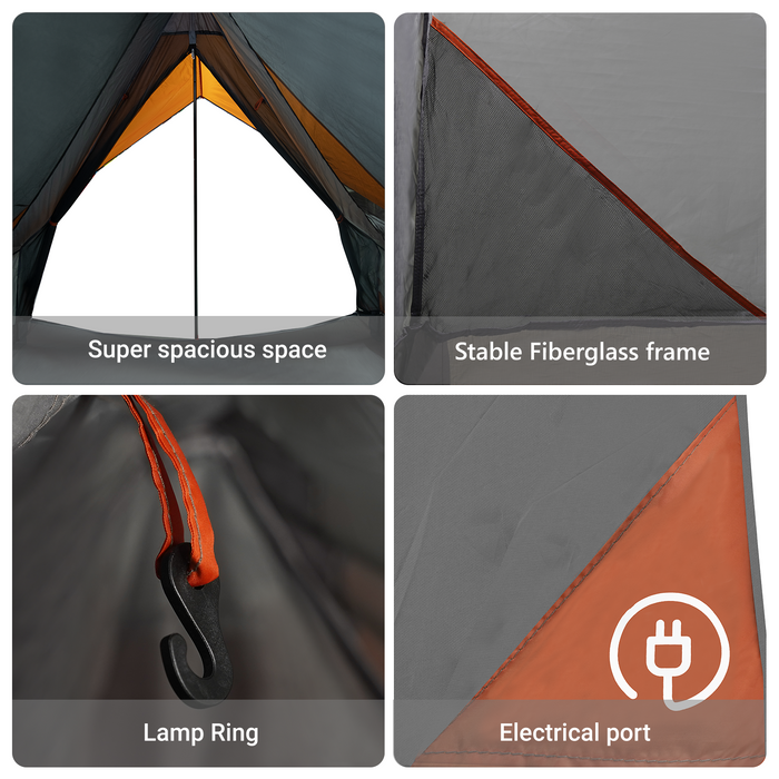 Cort de Camping Tip A 5-Persoane Gri și Portocaliu Waterproof - WALTI WALTI