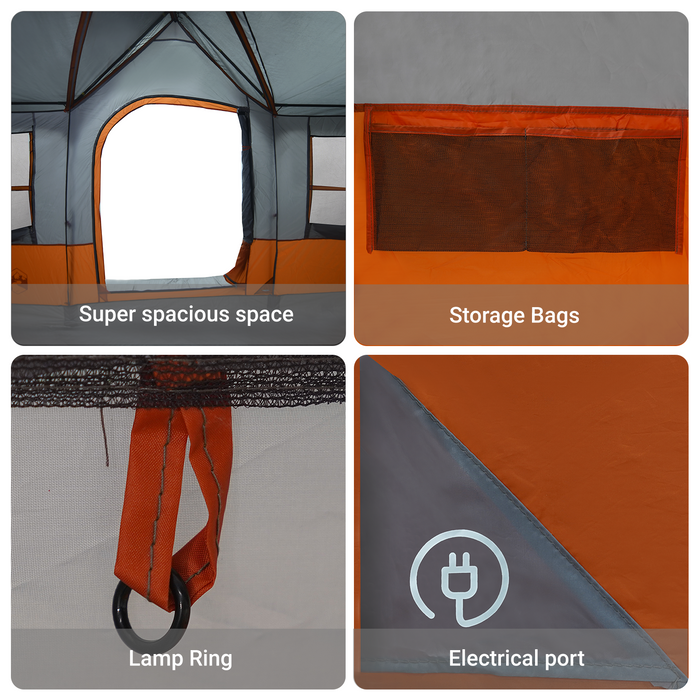 Cort camping cu feronerie Gri și Portocaliu 12-Persoane Impermeabil - WALTI WALTI