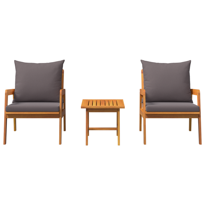 Set bistro, 3 piese, cu perne, lemn masiv de acacia - WALTI WALTI