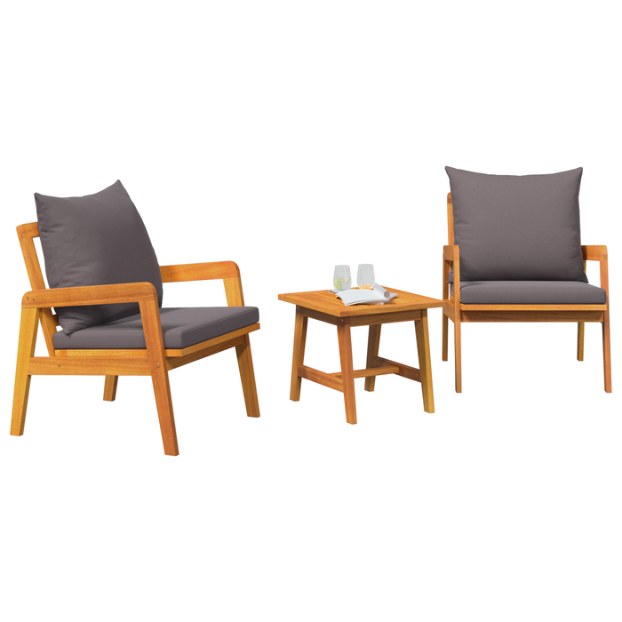 Set bistro, 3 piese, cu perne, lemn masiv de acacia - WALTI WALTI
