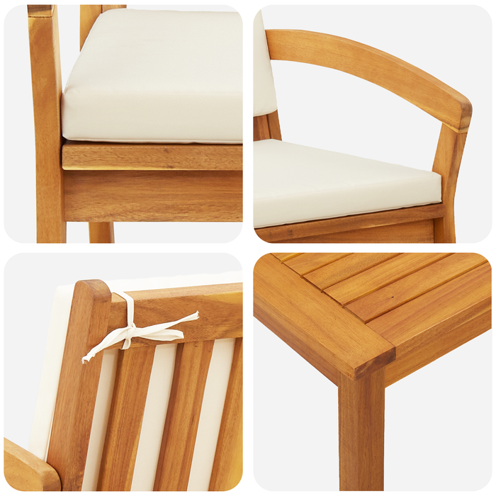 Set Bistro 3 Piese cu Perne - Lemn Solid de Acacia - WALTI WALTI