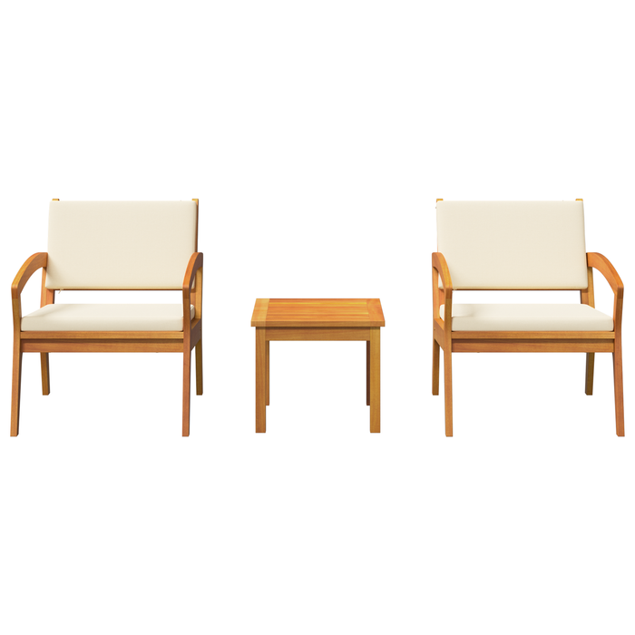 Set Bistro 3 Piese cu Perne - Lemn Solid de Acacia - WALTI WALTI