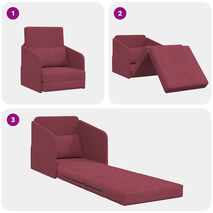 Sofa Pat de Pardoseală 2 în 1 Roșu Vin 65x80x83 cm Tesătură - WALTI WALTI