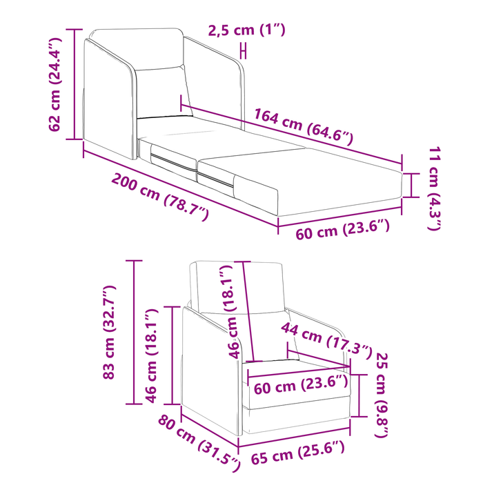 Sofa Pat pe Podea 2-in-1 Verde închis 65x80x83 cm Material - WALTI WALTI