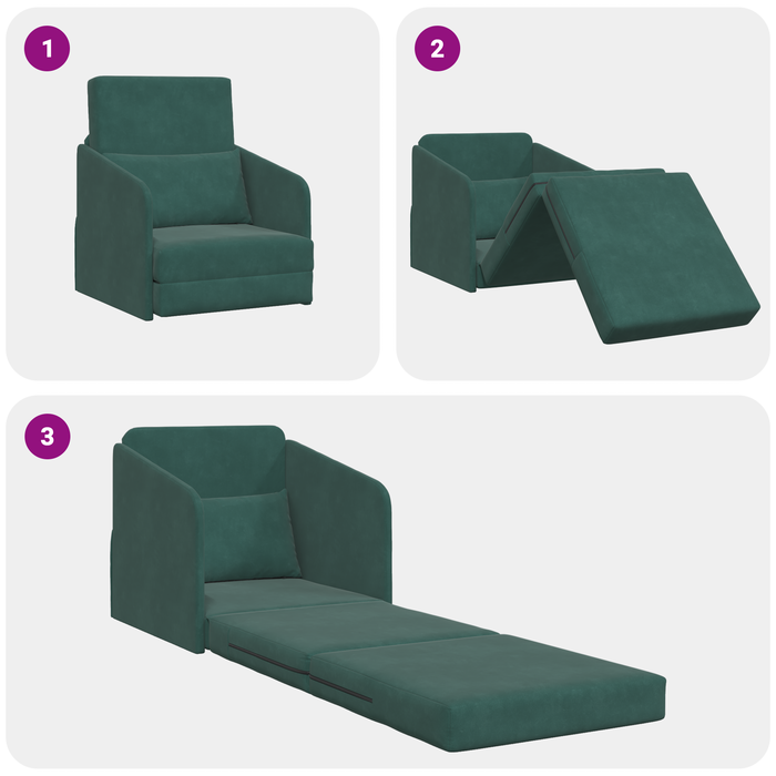 Canapea Pat 2-in-1 Verde Închis 65x80x83 cm Catifea - WALTI WALTI