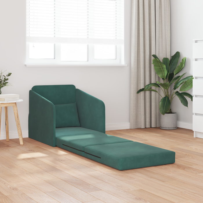 Canapea Pat 2-in-1 Verde Închis 65x80x83 cm Catifea - WALTI WALTI