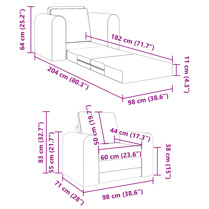 Canapea Pat 2-in-1 Bordo 98x71x83 cm Țesătură - WALTI WALTI