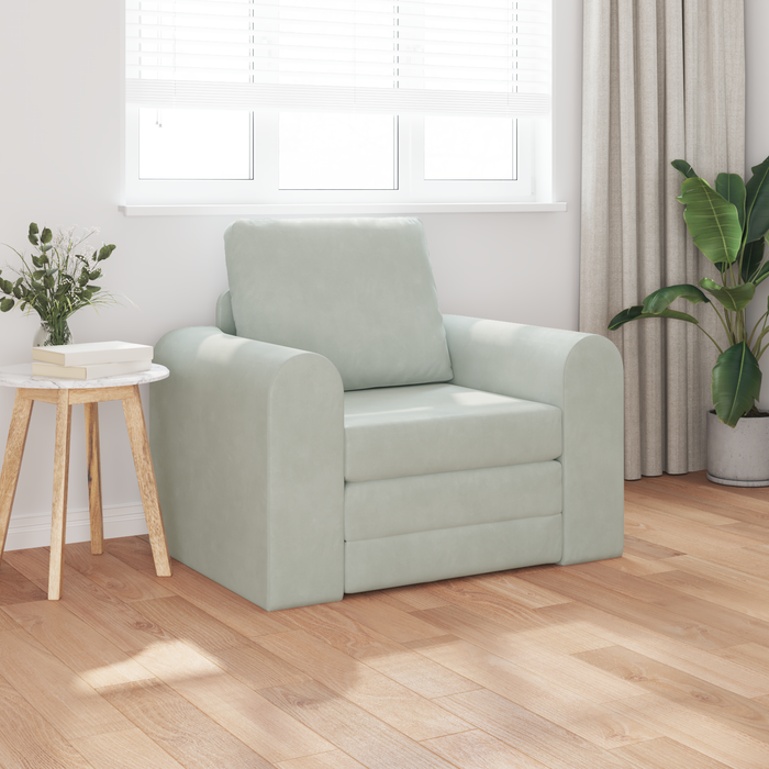 Canapea Pat 2 în 1 Gri Deschis 98x71x83 cm Catifea - WALTI WALTI