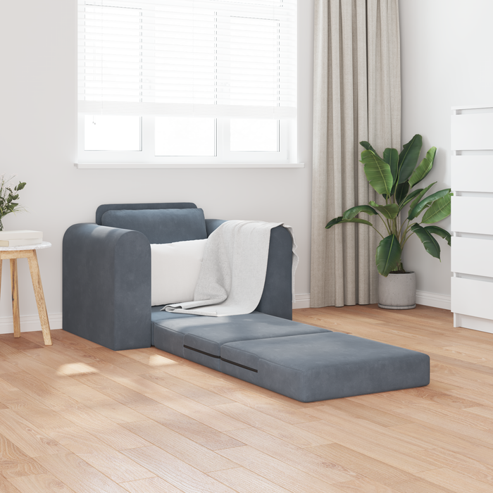 Canapea pat 2 în 1 gri închis 98x71x83 cm catifea - WALTI WALTI