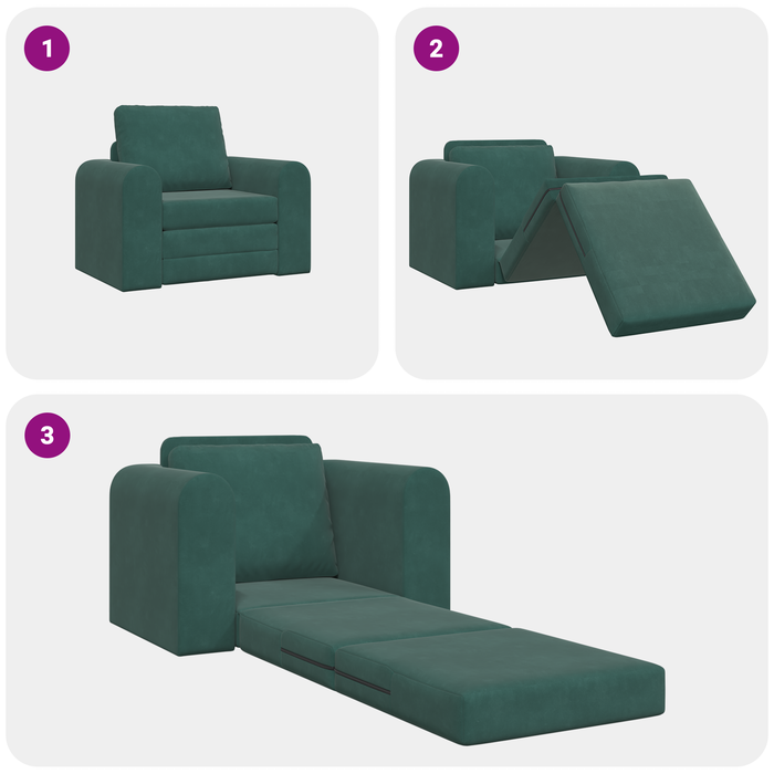 Canapea pat 2 în 1 verde închis 98x71x83 cm catifea - WALTI WALTI