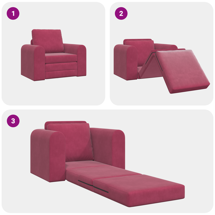 Sofa Pat 2 în 1 Roșu Vin 98x71x83 cm Catifea - WALTI WALTI