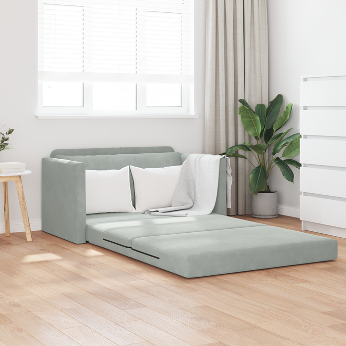 Canapea Pat 2-in-1 Gri deschis 124x204x61 cm Catifea - WALTI WALTI