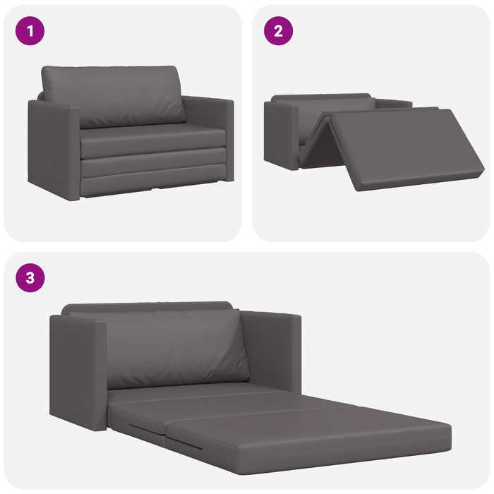Canapea Pat Floor 2 în 1 Gri 124x71x78 cm Piele Artificială - WALTI WALTI