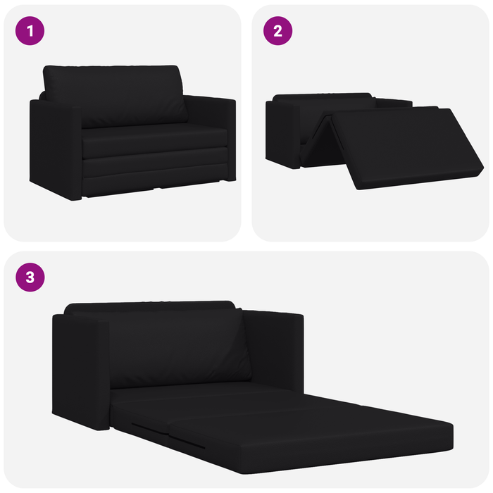 Canapea de Podea Pat 2 în 1 Neagră 124x71x78 cm Piele Sintetică - WALTI WALTI
