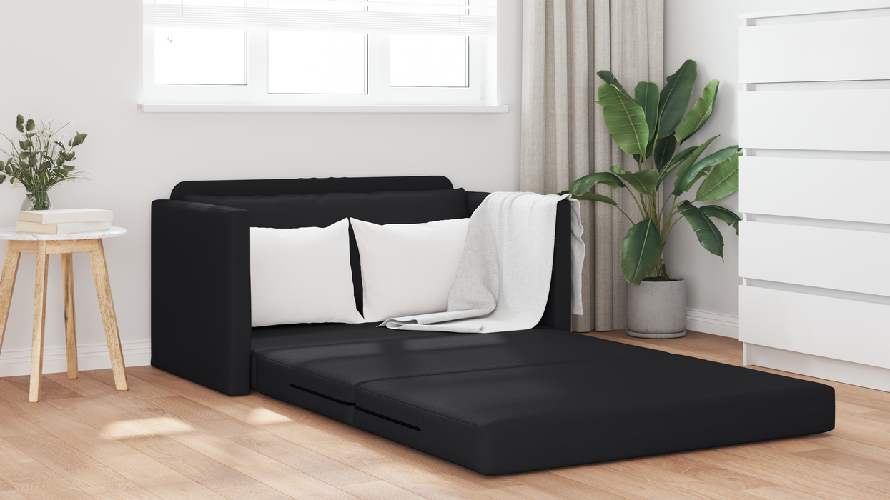 Canapea de Podea Pat 2 în 1 Neagră 124x71x78 cm Piele Sintetică - WALTI WALTI