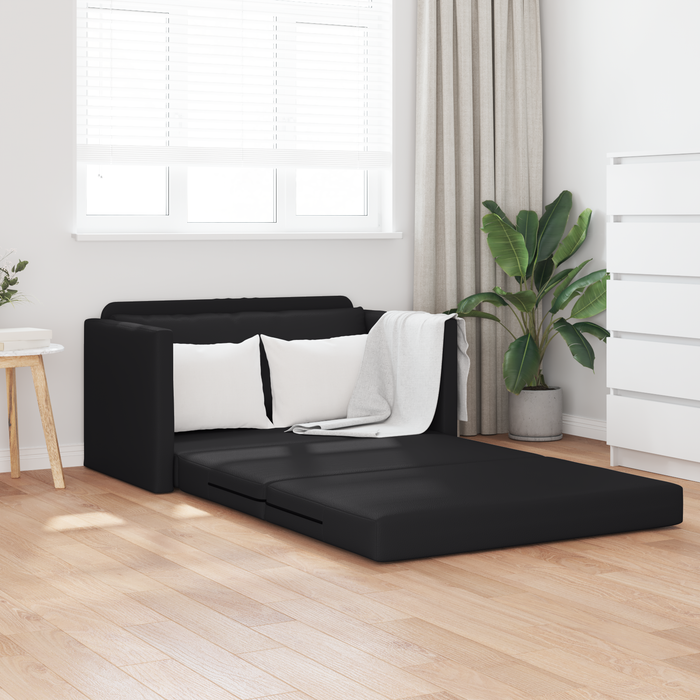 Canapea de Podea Pat 2 în 1 Neagră 124x71x78 cm Piele Sintetică - WALTI WALTI