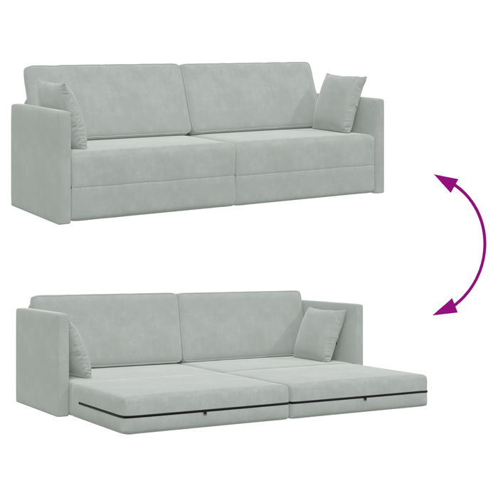Sofa Pat pentru Podea 2-in-1 Gri Deschis 213x144x60 cm Catifea - WALTI WALTI