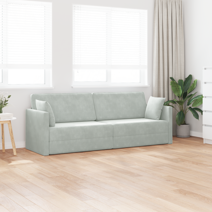 Sofa Pat pentru Podea 2-in-1 Gri Deschis 213x144x60 cm Catifea - WALTI WALTI