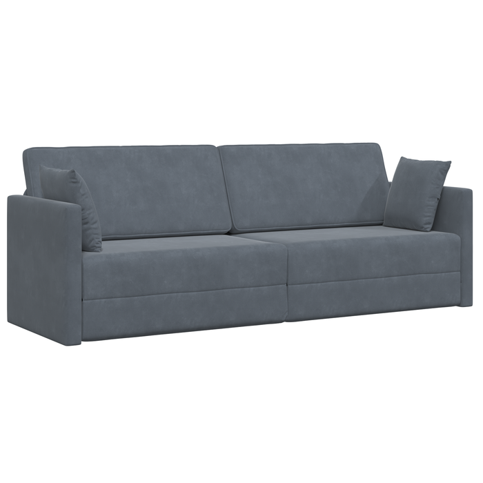 Sofa Pat 2 în 1 Gri Întunecat 213x144x60 cm Catifea - WALTI WALTI