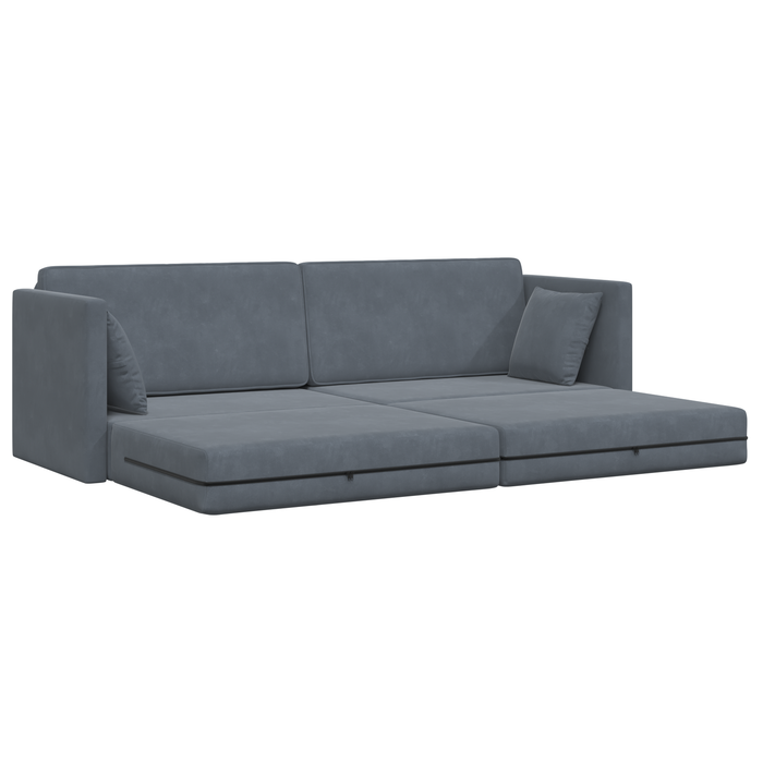 Sofa Pat 2 în 1 Gri Întunecat 213x144x60 cm Catifea - WALTI WALTI