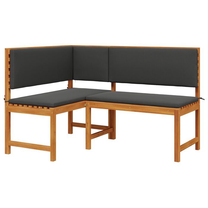 Bancă colțar de grădină cu perne 140x100x91cm lemn masiv acacia - WALTI WALTI