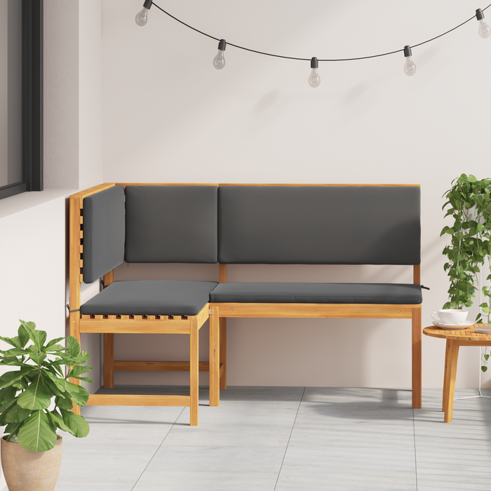 Bancă colțar de grădină cu perne 140x100x91cm lemn masiv acacia - WALTI WALTI